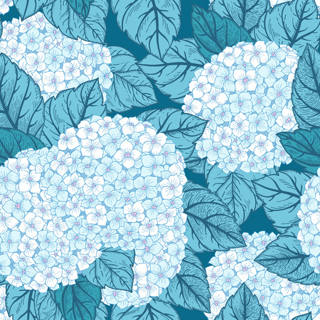 Vector seamless floral pattern with flowers hydrangeas.のイラスト素材