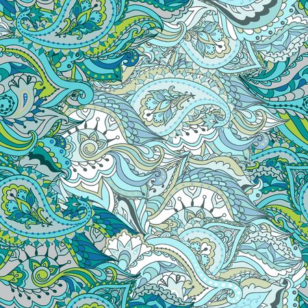 Floral paisley vector colorful ornate seamless pattern. Seamless pattern can be used for wallpapers, pattern fills, web page backgrounds, surface textures.のイラスト素材