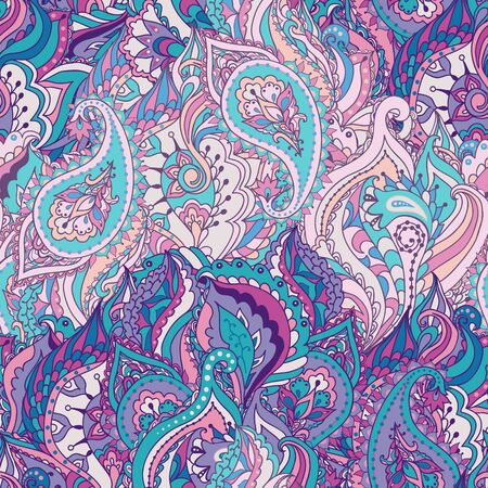 Floral paisley vector colorful ornate seamless pattern. Seamless pattern can be used for wallpapers, pattern fills, web page backgrounds, surface textures.のイラスト素材
