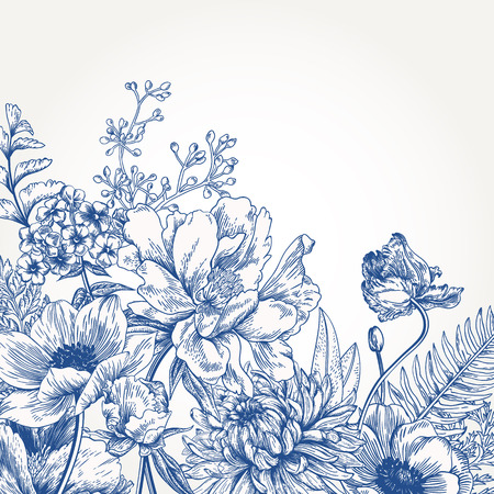 Floral background with vintage flowers.のイラスト素材