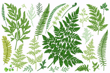 Set With Leaves Ferns Vector Design Elements Botanical Illustration のイラスト素材 イメージマート