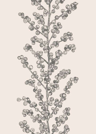 Seamless pattern with blooming hawthorn. Hawthorn flower twigs. Vintage vector illustration. colorful.のイラスト素材
