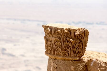 Fragment of the ruins of the ancient Masada fortress in Israelの写真素材