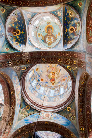 New Athos, Abkhazia - September 01, 2020: Painting of domes in the New Athos Monastery.のeditorial素材