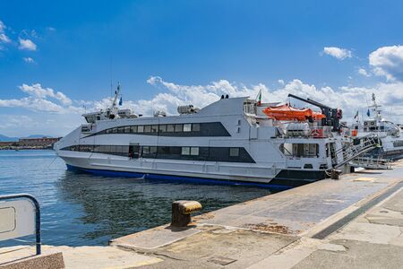 Passenger ship parked in Naples portの写真素材