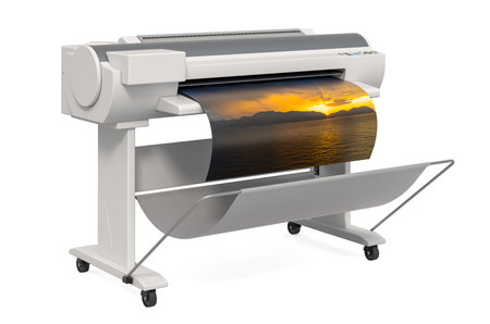 Large format inkjet printer. 3D rendering isolated on white background
