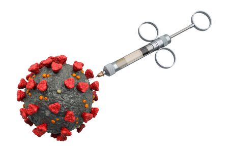 Coronavirus vaccine concept isolated on whiteの写真素材