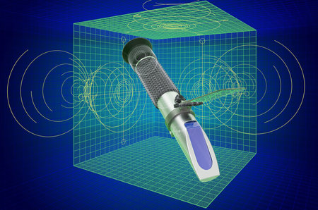 Refractometer, visualization 3d cad model, blueprint. 3D rendering