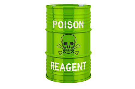 Green Barrel with poison reagent. 3D rendering isolated on white backgroundの写真素材