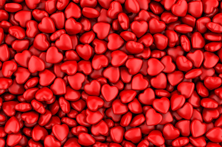 Background from red hearts, 3D rendering