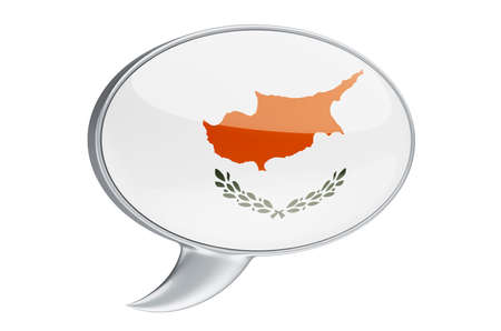 Speech balloon with Cypriot flag, 3D rendering isolated on white backgroundの写真素材