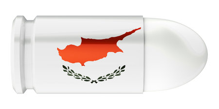 Bullet with Cypriot flag, 3D rendering isolated on white background