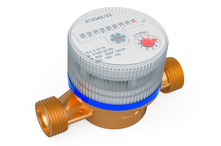 Cold water meter, 3D rendering isolated on white background