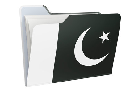 Computer folder icon with Pakistani flag. 3D rendering isolated on white background