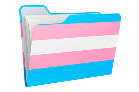 Computer folder icon with Transgender flag. 3D rendering isolated on white background