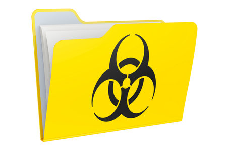 Computer folder icon with Bio hazard symbol. 3D rendering isolated on white background