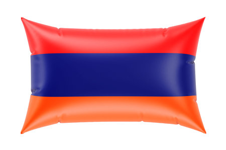 Pillow with Armenian flag, 3D rendering isolated on white backgroundの写真素材