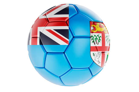 Soccer ball or football ball with Fijian flag, 3D rendering isolated on white backgroundの写真素材