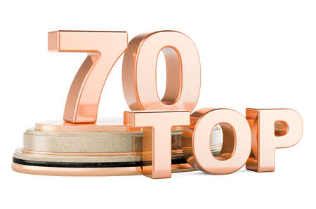 Top 70, podium award. 3D rendering isolated on white backgroundの写真素材