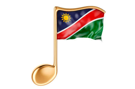 Musical note with Namibian flag. Music in Namibia, concept. 3D rendering isolated on white backgroundの写真素材