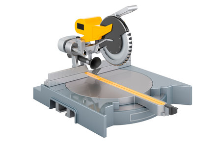 Table circular saw, 3D rendering isolated on white backgroundの写真素材