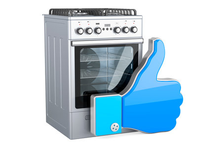 Gas range with like icon, 3D rendering isolated on white backgroundの写真素材