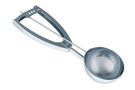 Ice Cream Scoop with Trigger Lever, 3D rendering isolated on white backgroundの写真素材