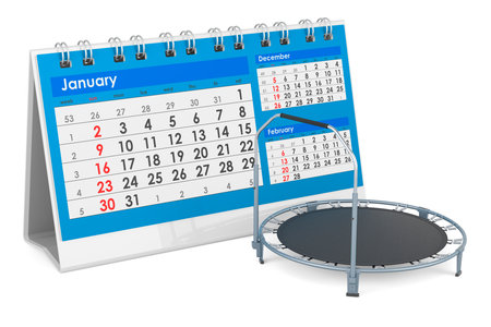 Fitness Rebounder with desk calendar, 3D renderingの写真素材