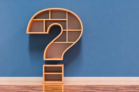 Question mark as bookshelf in interior, 3D renderingの写真素材