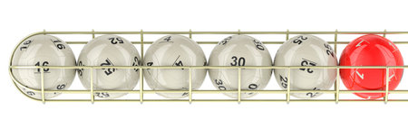 Row from lottery balls, 3D rendering isolated on white background