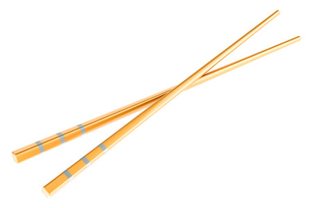 Bamboo Chopsticks, 3D rendering isolated on white backgroundの写真素材