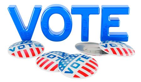 Vote concept, Election in the USA, concept. 3D rendering isolated on white backgroundの写真素材