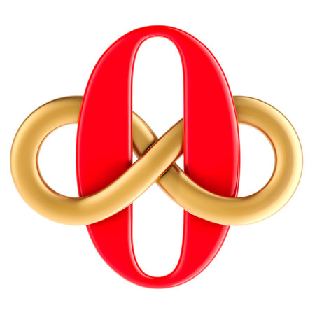 Infinity symbol with zero, 3D rendering isolated on white backgroundの写真素材