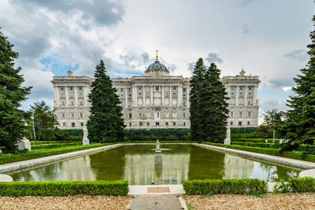 Royal Palace of Madrid, Spain. View from the Sabatini gardensのeditorial素材