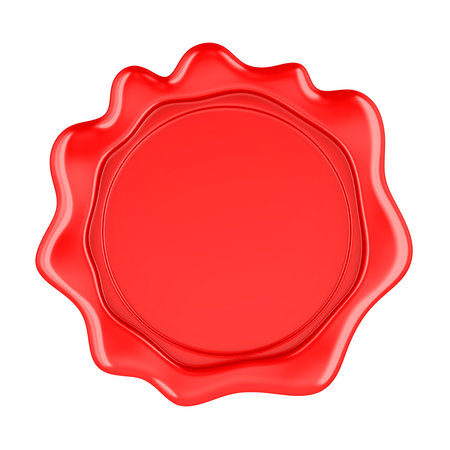Red Wax Seal, 3D rendering isolated on white backgroundの写真素材