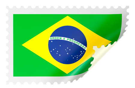 Brazilian Postage Stamp, postage stamp of Brazil. 3D rendering isolated on white backgroundの写真素材