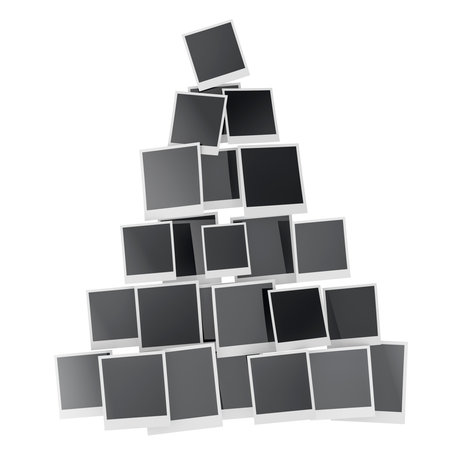Abstract Christmas Tree from Blank Photo Frames, 3D rendering isolated on white background
