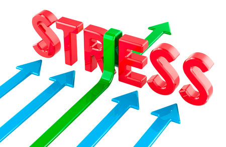 Overcoming STRESS, concept. 3D rendering isolated on white backgroundの写真素材