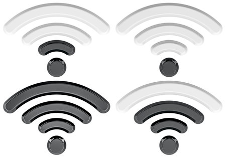 Wi-Fi icon set with different signals. 3D rendering isolated on white backgroundの写真素材