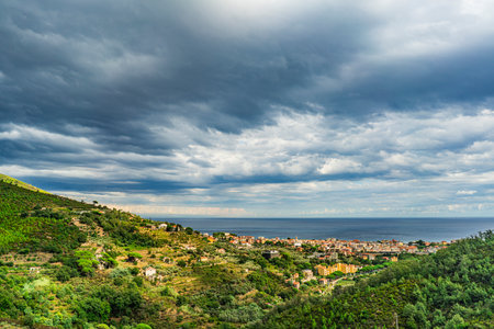 Italian Coastal Town near French Borderの写真素材