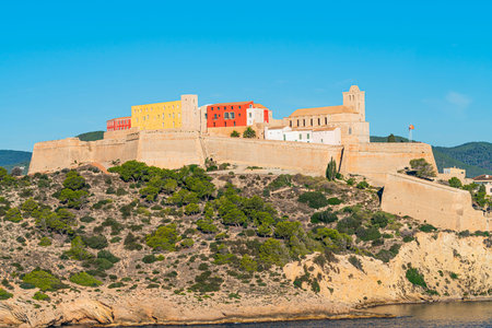 Panoramic view of Dalt Vila fortress in Ibiza, Spain