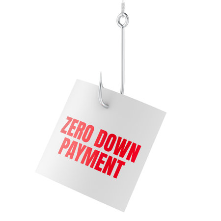 Advertising bait zero down payment hook. 3D rendering isolated on white background