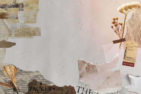 Aesthetic collage background, ripped paper border frameの写真素材