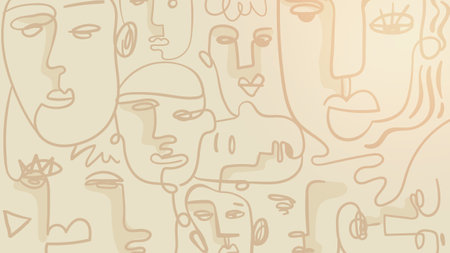 Abstract face drawing wallpaperの写真素材