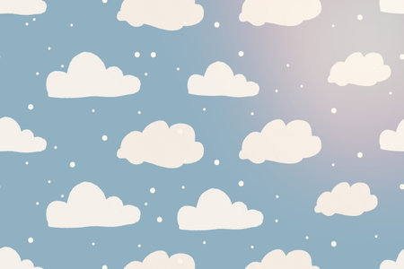 Blue cloud pattern background, cute weatherの写真素材