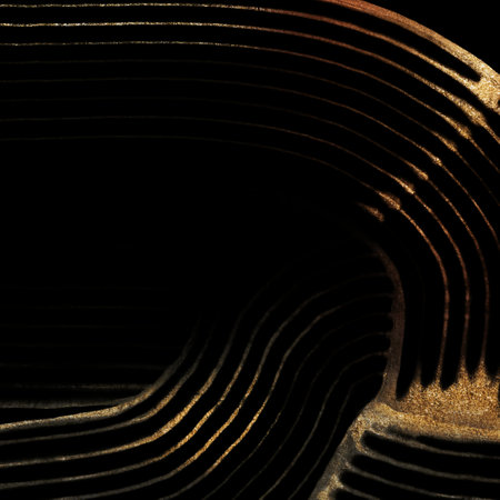 Luxury gold textured background in black abstract artの写真素材