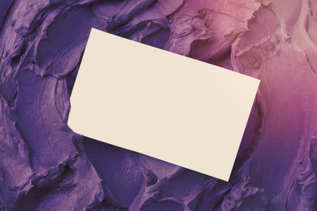 Purple frosting texture background with business cardの写真素材