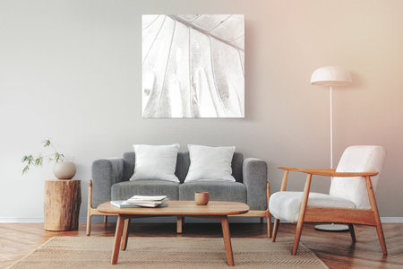 Scandinavian living room, minimal interior designの写真素材