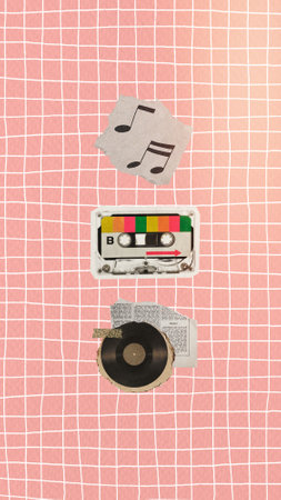 Retro music pinkの写真素材