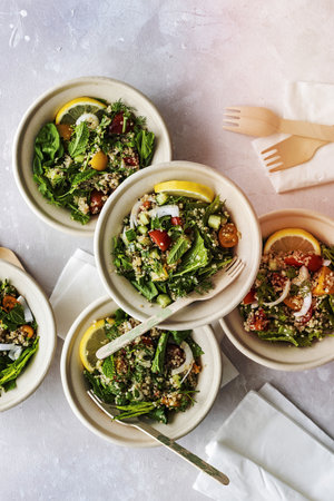 Very fresh herb quinoa bowlの写真素材